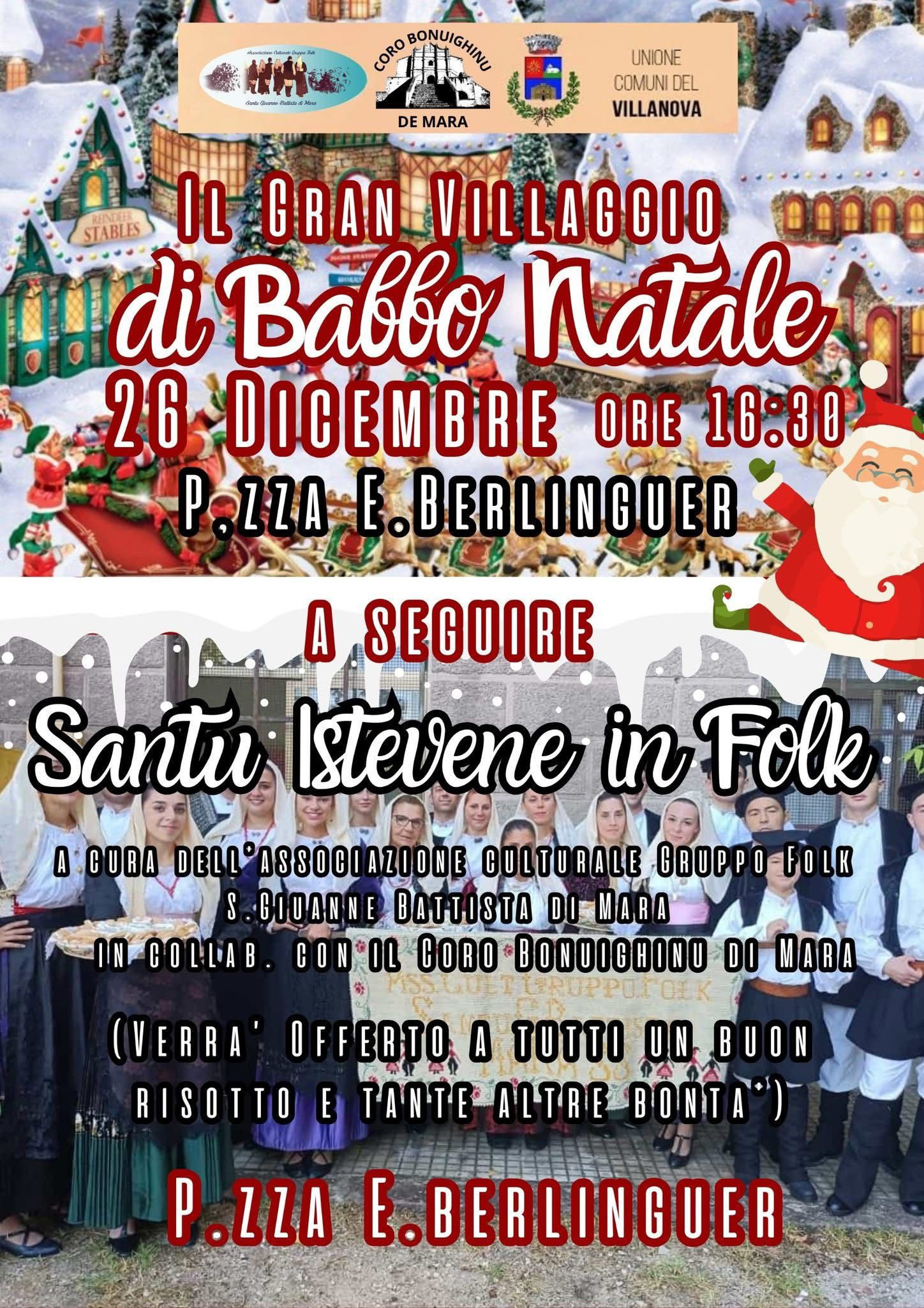 MANIFESTAZIONE 'GRAN VILLAGGIO DI BABBO NATALE  E SANTU ISTEVENE IN FOLK'
