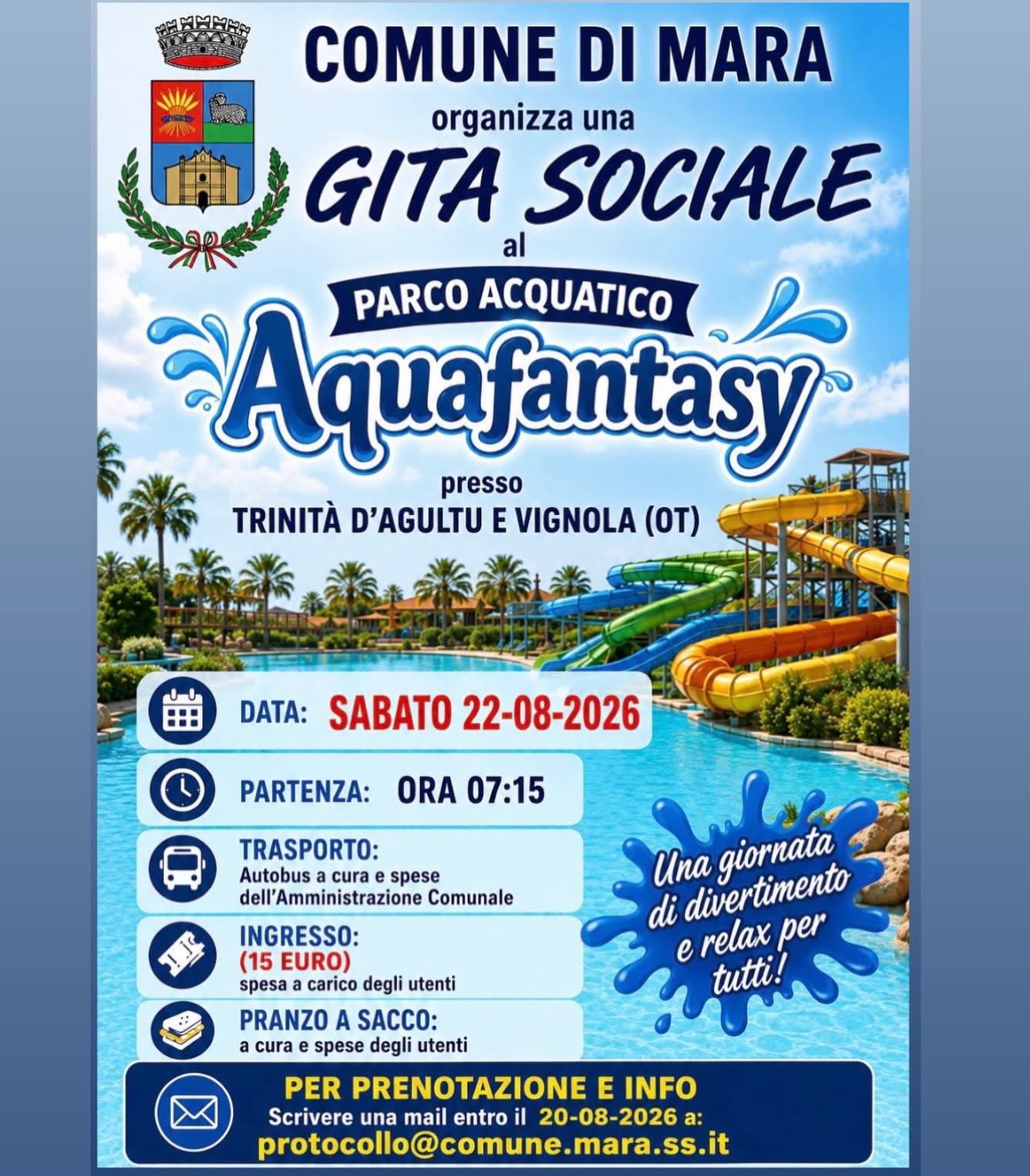 AVVISO PUBBLICO GITA AL PARCO ACQUATICO ACQUAFANTASY