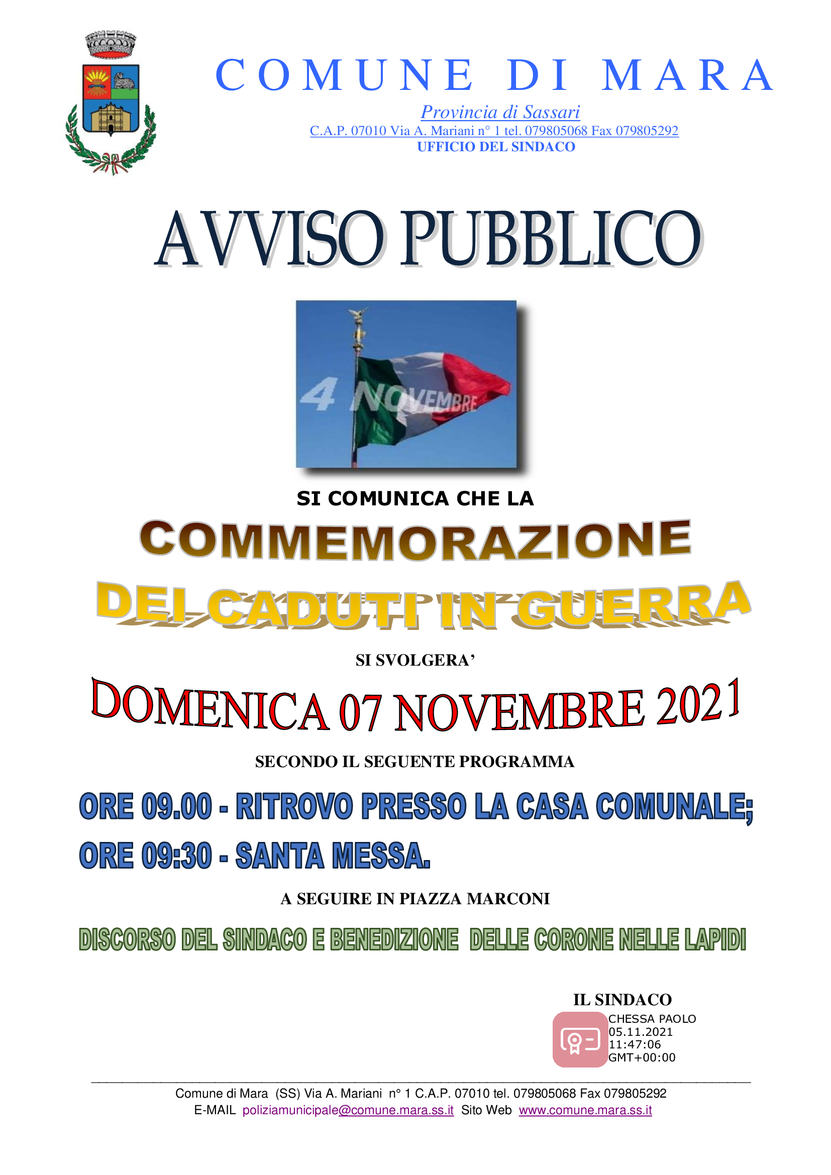 COMMEMORAZIONE DEI DEFUNTI IN GUERRA